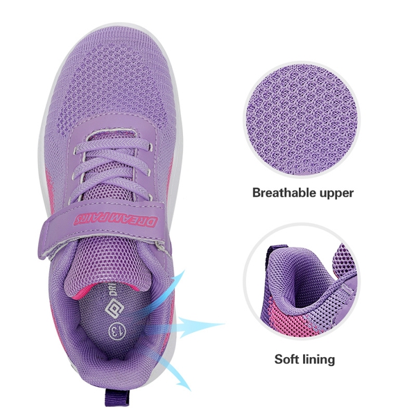 [EZ-Ons MagicZips] Boys Girls Tennis Running Shoes - PURPLE FUCHSIA - 3